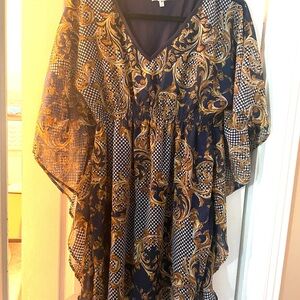 Elegant Blue and Gold Patterned Dress